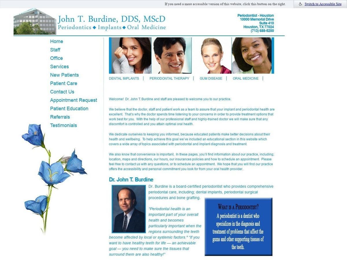 Dr. John T. Burdine DDS MScD Website Screenshot from drburdine.com