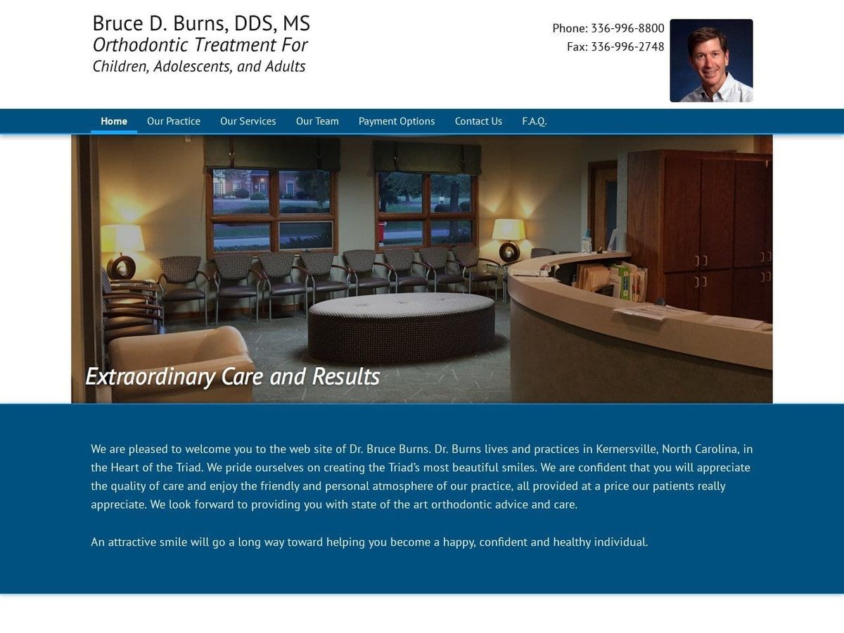 Burns Bruce D DDS Website Screenshot from drburnsortho.com