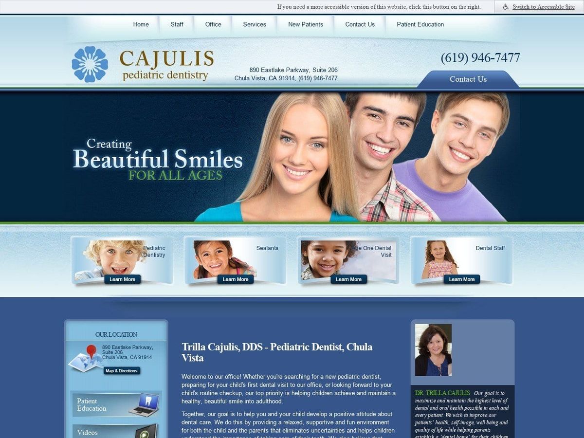 Cajulis Pediatric Dentist Website Screenshot from drcajulis.com