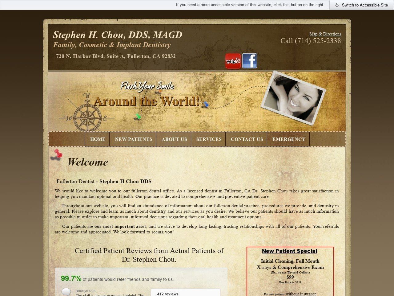 Stephen H Chou DDS Website Screenshot from drchou.com