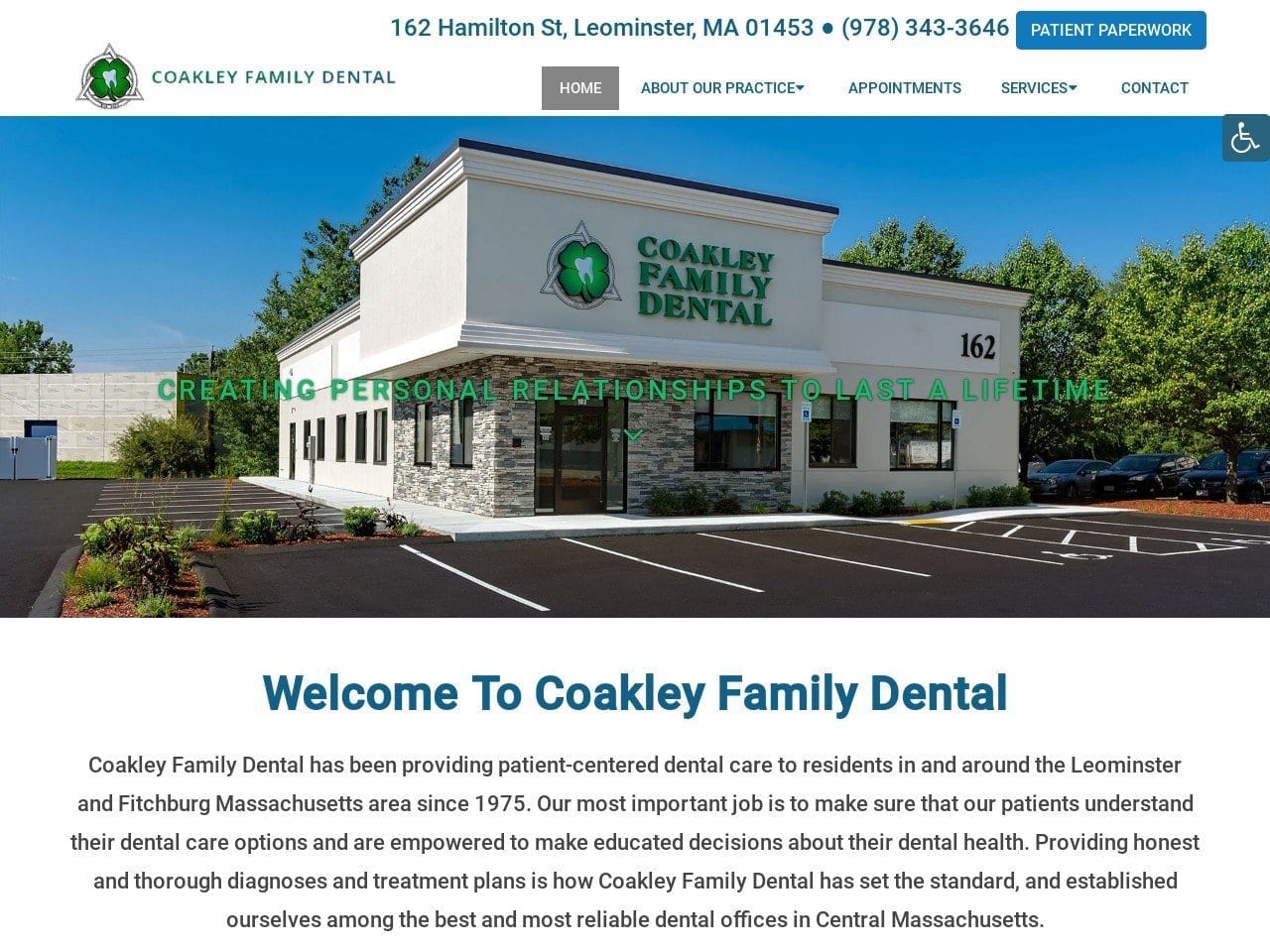 Coakley Family Dental Website Screenshot from drcoakley.com