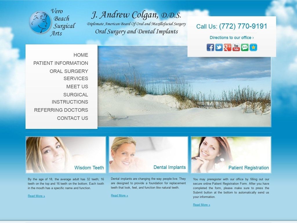 Vero Beach Surgical Arts Colgan J Andrew DDS Website Screenshot from drcolgan.com