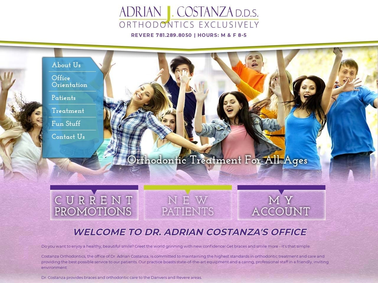 Dr. Adrian Costanza Orthodontics Website Screenshot from drcostanzaorthodontics.com