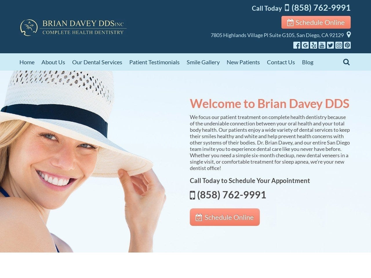 Brian Davey DDS Website Screenshot from drdavey.com