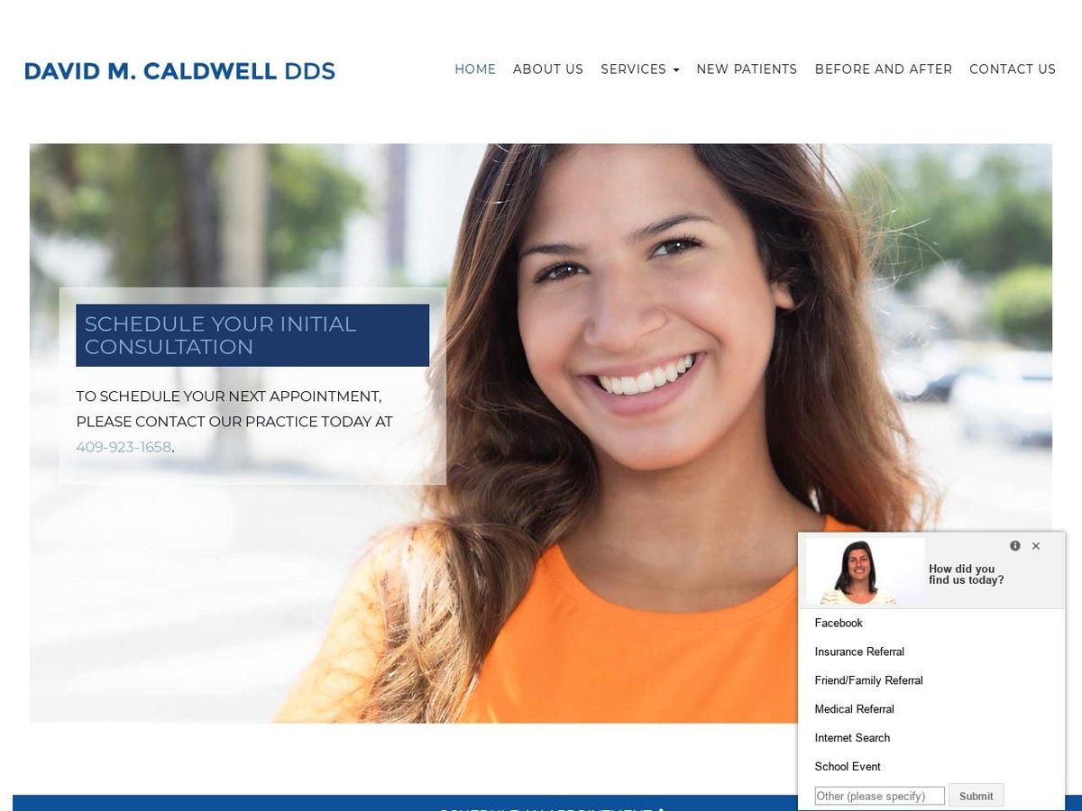 David M. Caldwell D.D.S. Website Screenshot from drdavidcaldwell.com