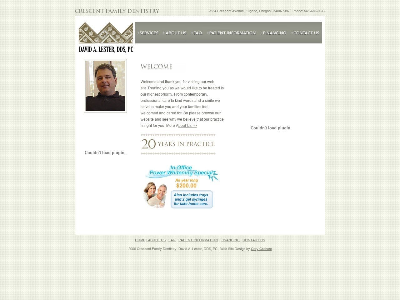 Crescent Avenue Family Dentist Website Screenshot from drdavidlester.com