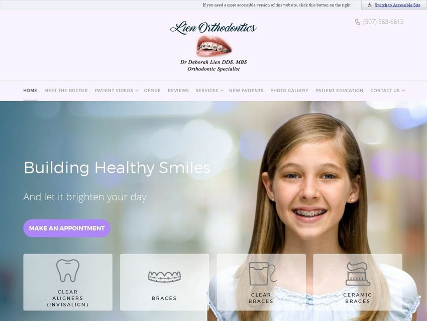 Deborah Lien Orthodontics Website Screenshot from drdeborahlienorthodontics.com