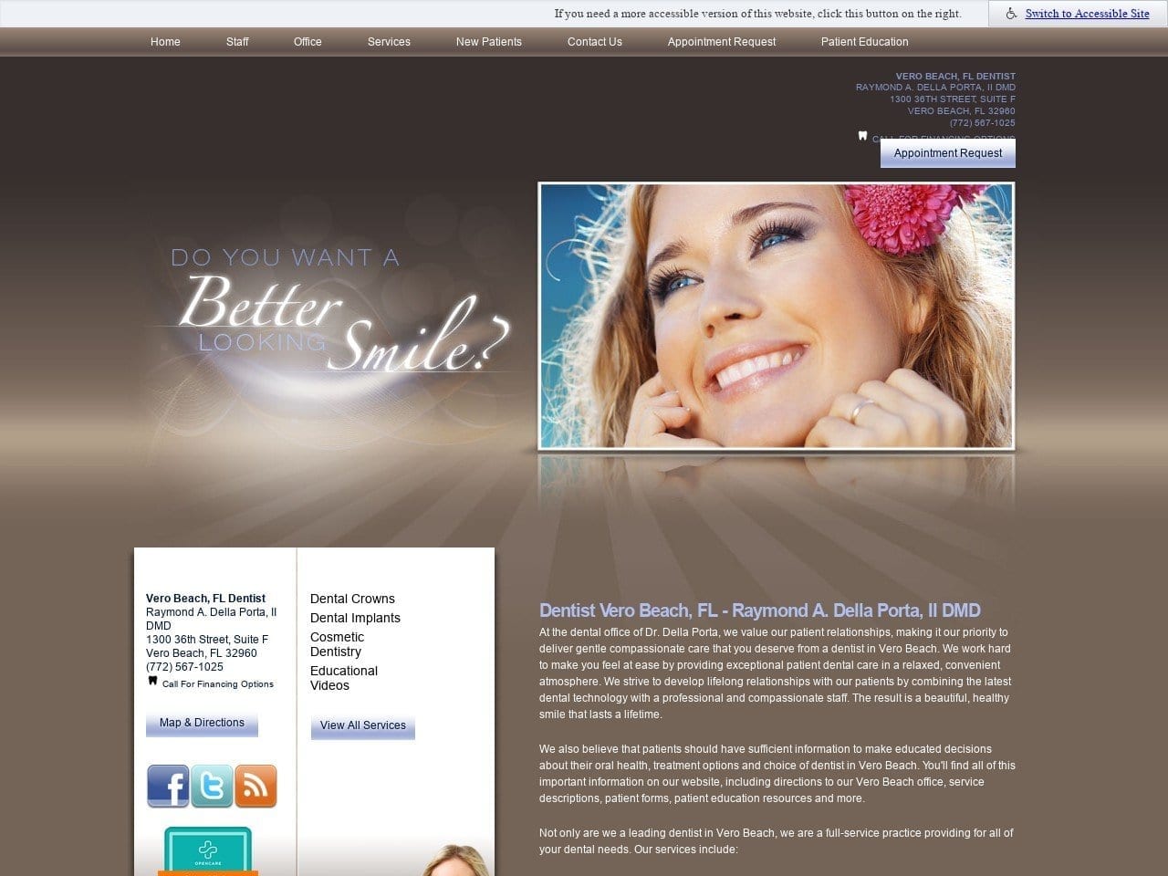 Della Porta Cosmetic Dentist Website Screenshot from drdellaporta.com