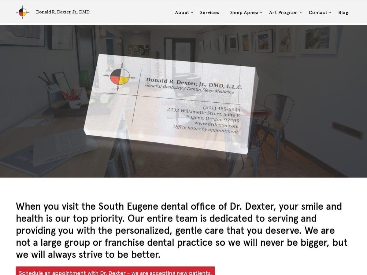 Donald R. Dexter Jr. DMD Website Screenshot from drdexter.com