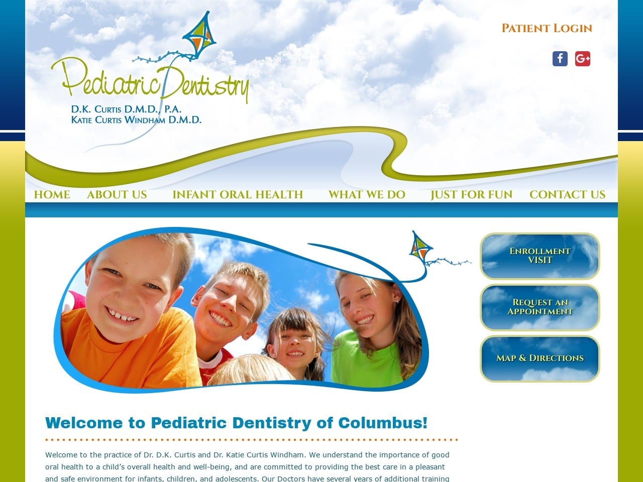 Pediatric Dental Clinic Website Screenshot from drdkcurtis.com