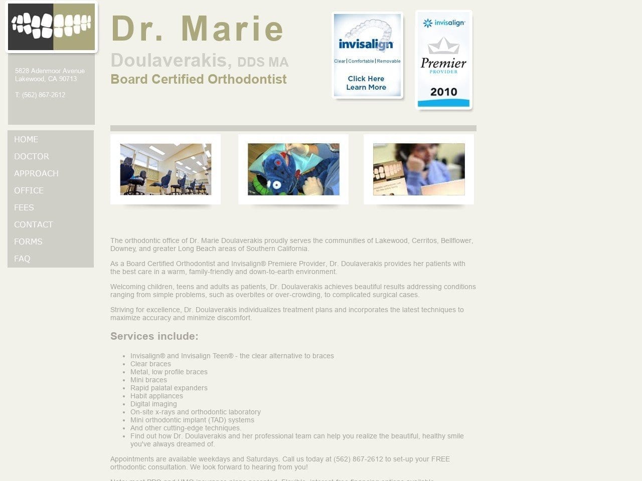 Marie Doulaverakis DDS MA Website Screenshot from drdortho.com