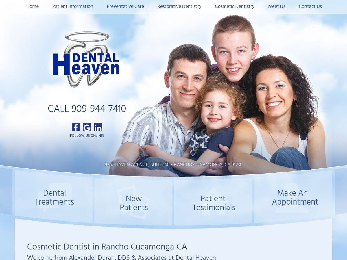 Dental Heaven Duran Alexander DDS Website Screenshot from drduran.com