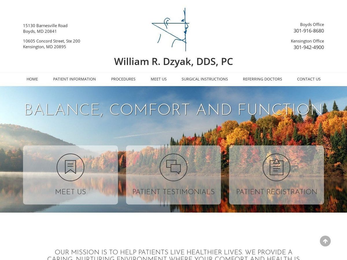 William R Dzyak D.D.S. P.C. Website Screenshot from drdzyakomfs.com