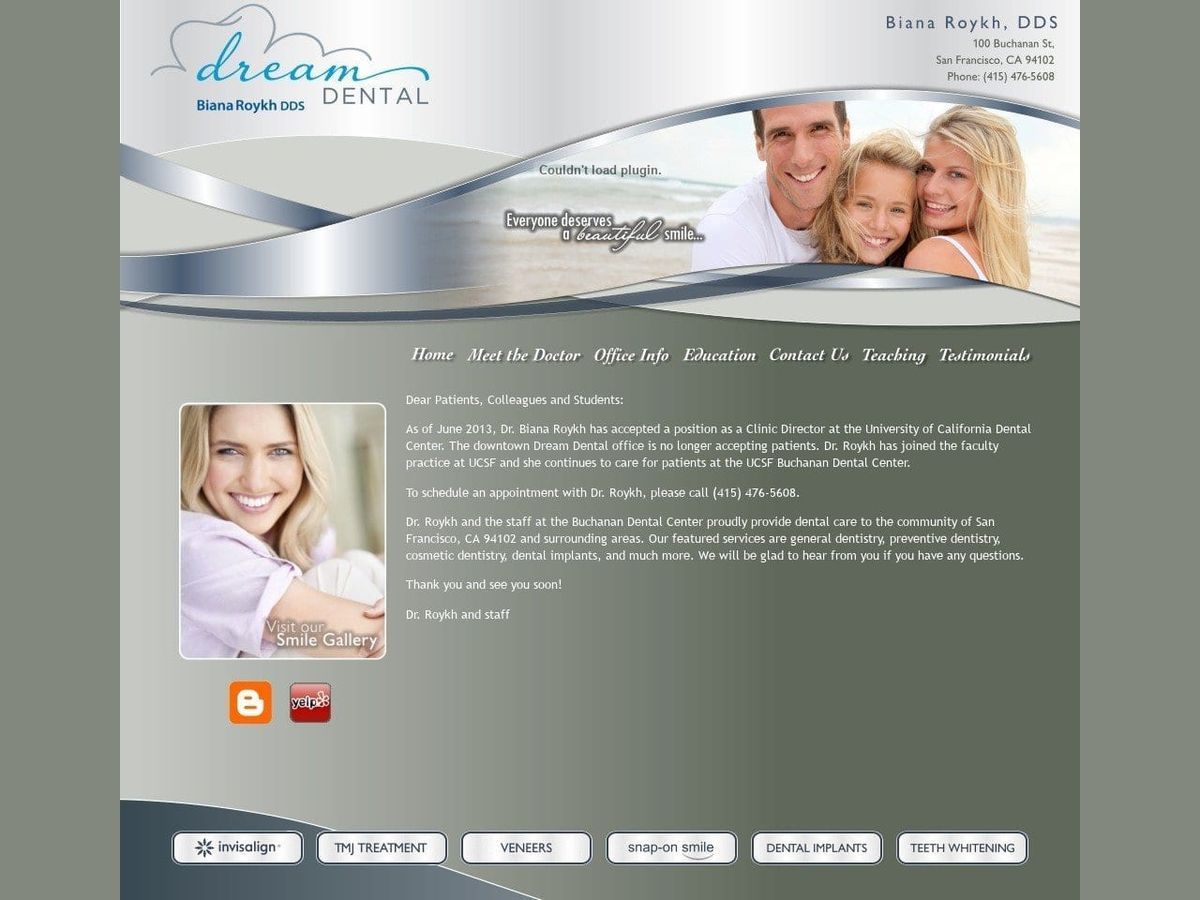 Dream Dental Sf Website Screenshot from dreamdentalsf.com