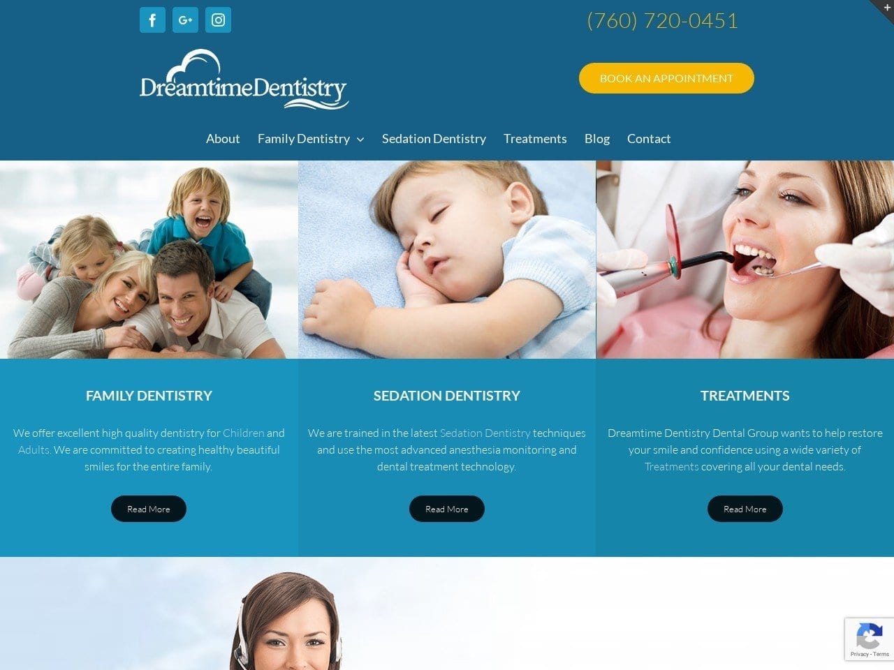 Dr. Ryan P. Watkins DDS Website Screenshot from dreamtimedentistry.com