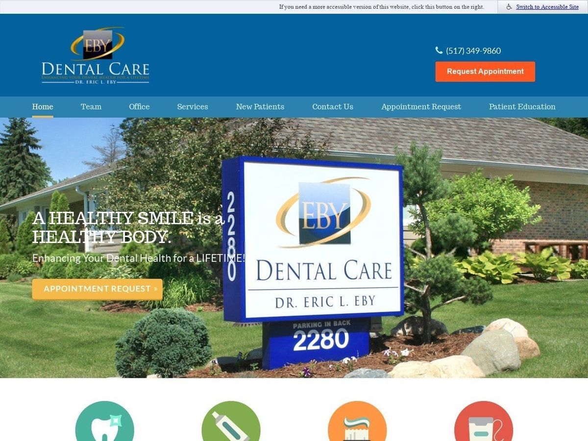Eby Dental Care Website Screenshot from dreby.com