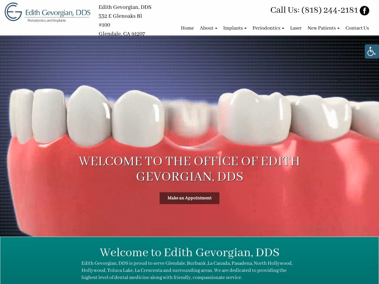 Gevorgian Edith DDS Website Screenshot from dredithgevorgian.com