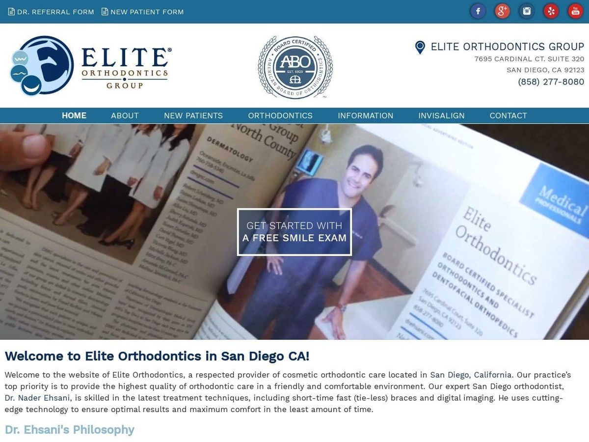 Elite Orthodontics Website Screenshot from drehsani.com