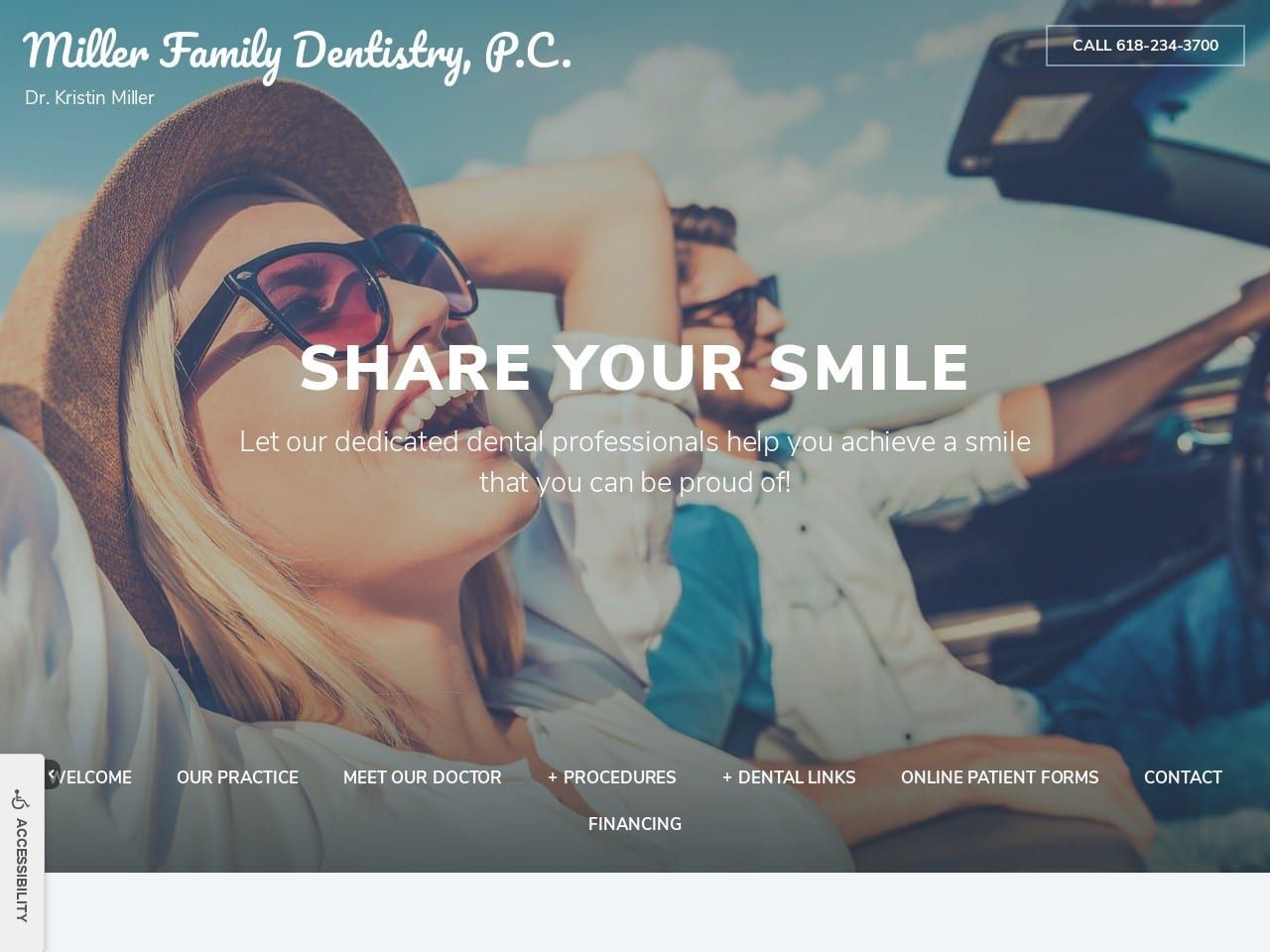 Miller Family Dentist Website Screenshot from drekmiller.com