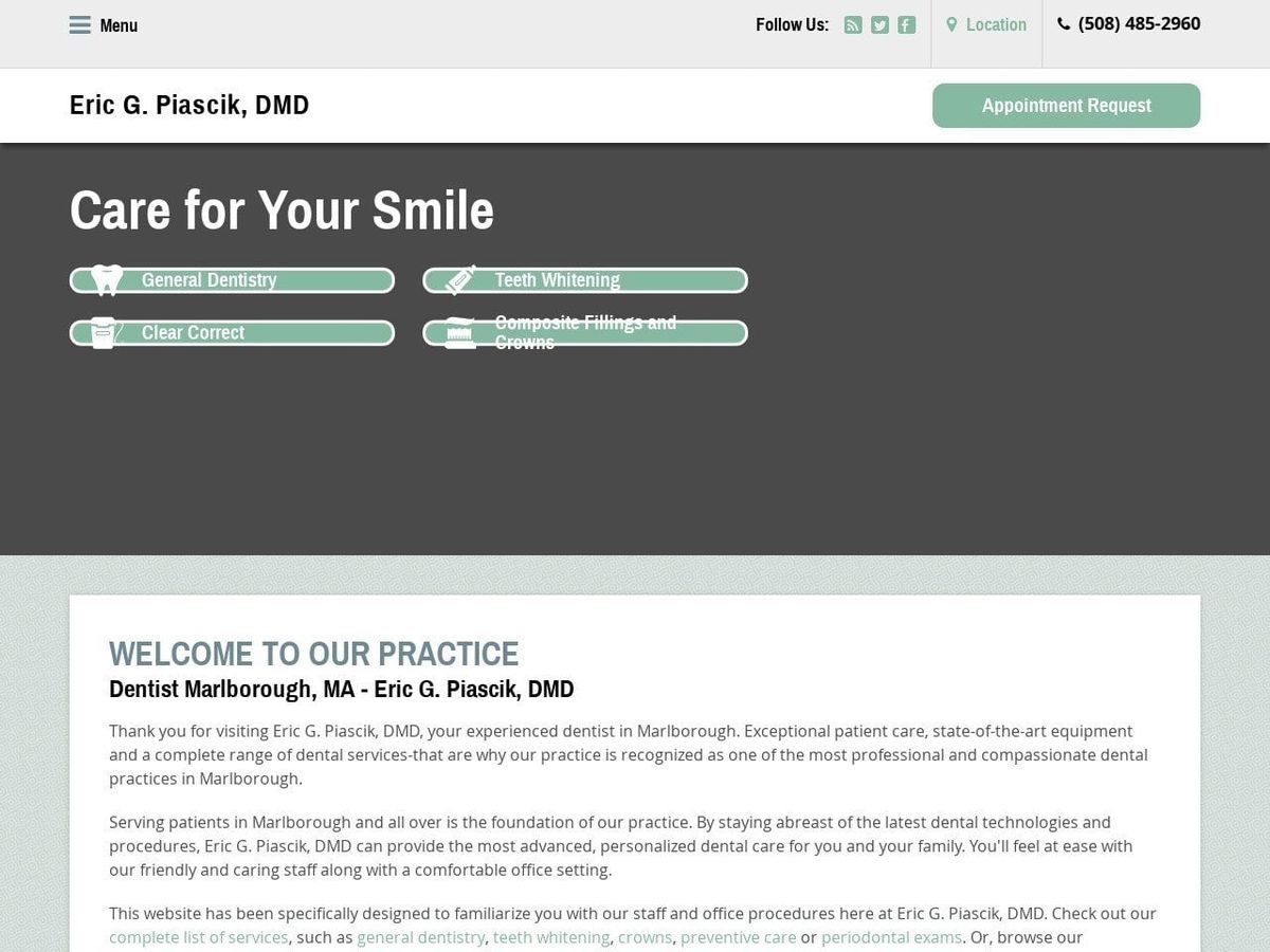 Dr. Eric G. Piascik DMD Website Screenshot from drericdmd.com