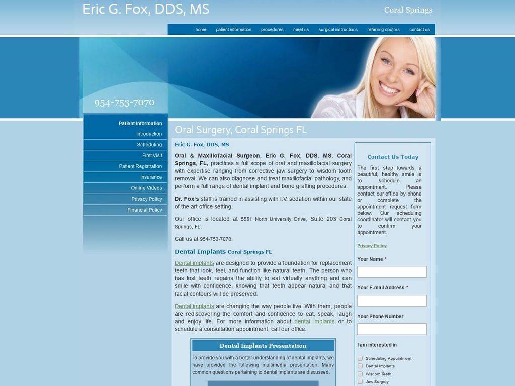 Fox Eric G DDS Website Screenshot from drericfox.com