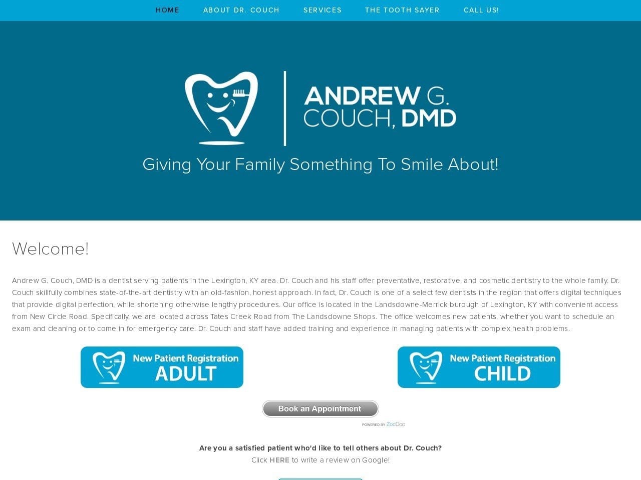 Andrew G. Couch DMD Website Screenshot from drewcouchdmd.com