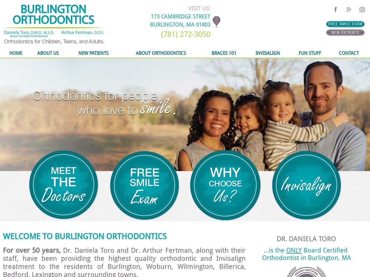 Dr. Arthur Fertman Website Screenshot from drfertmanortho.com