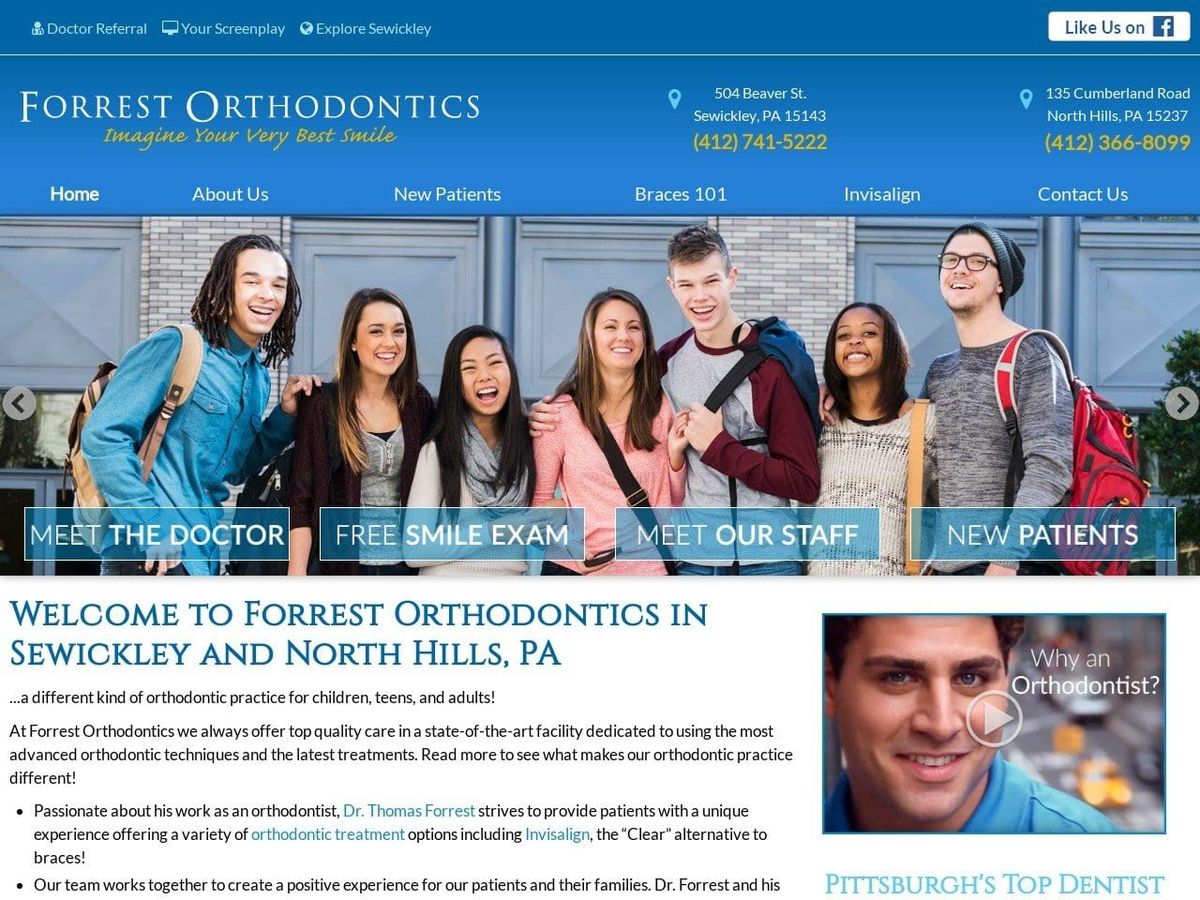 Forrest Orthodontics Forrest Thomas DDS Website Screenshot from drforrestorthodontics.com