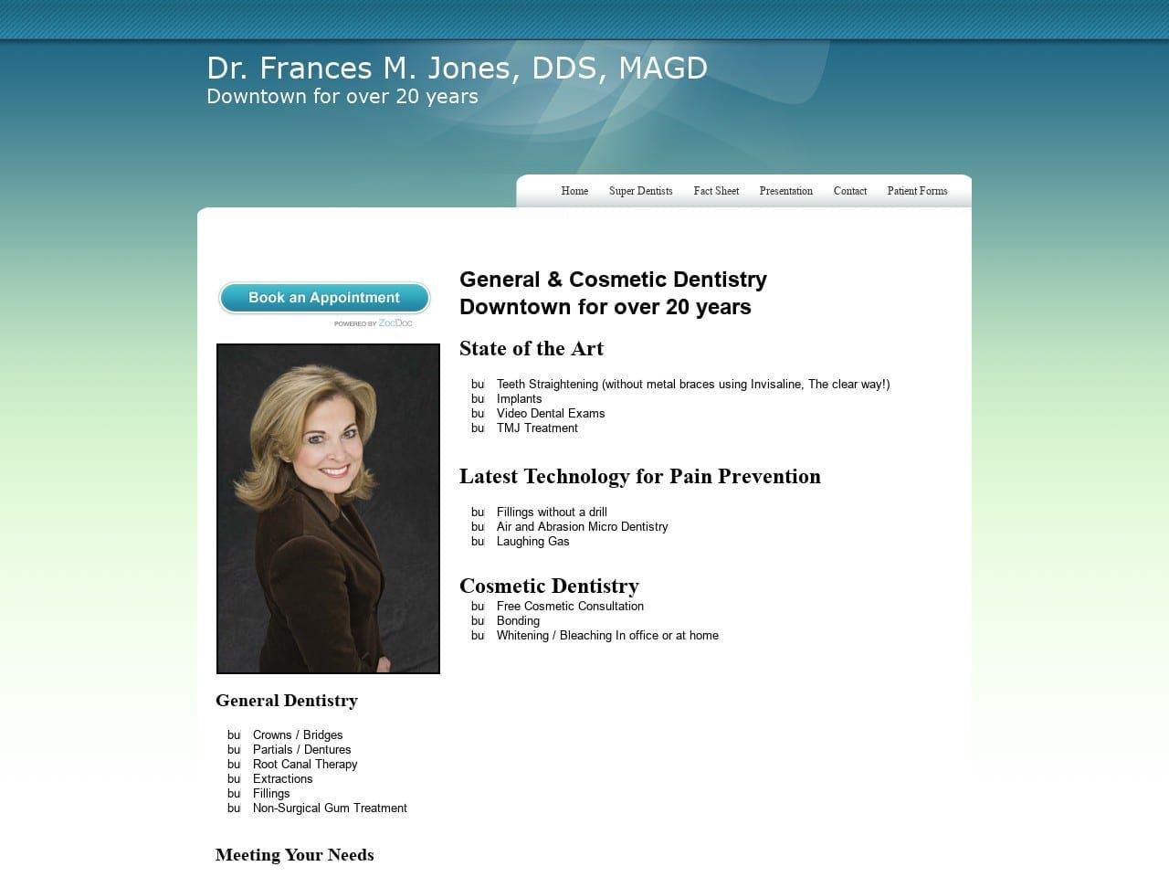 Jones Frances M DDS Website Screenshot from drfrancesjones.com