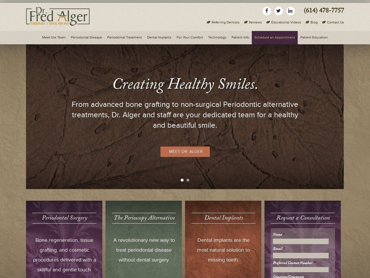 Dr. Fred Alger DDS MS Website Screenshot from drfredalger.com