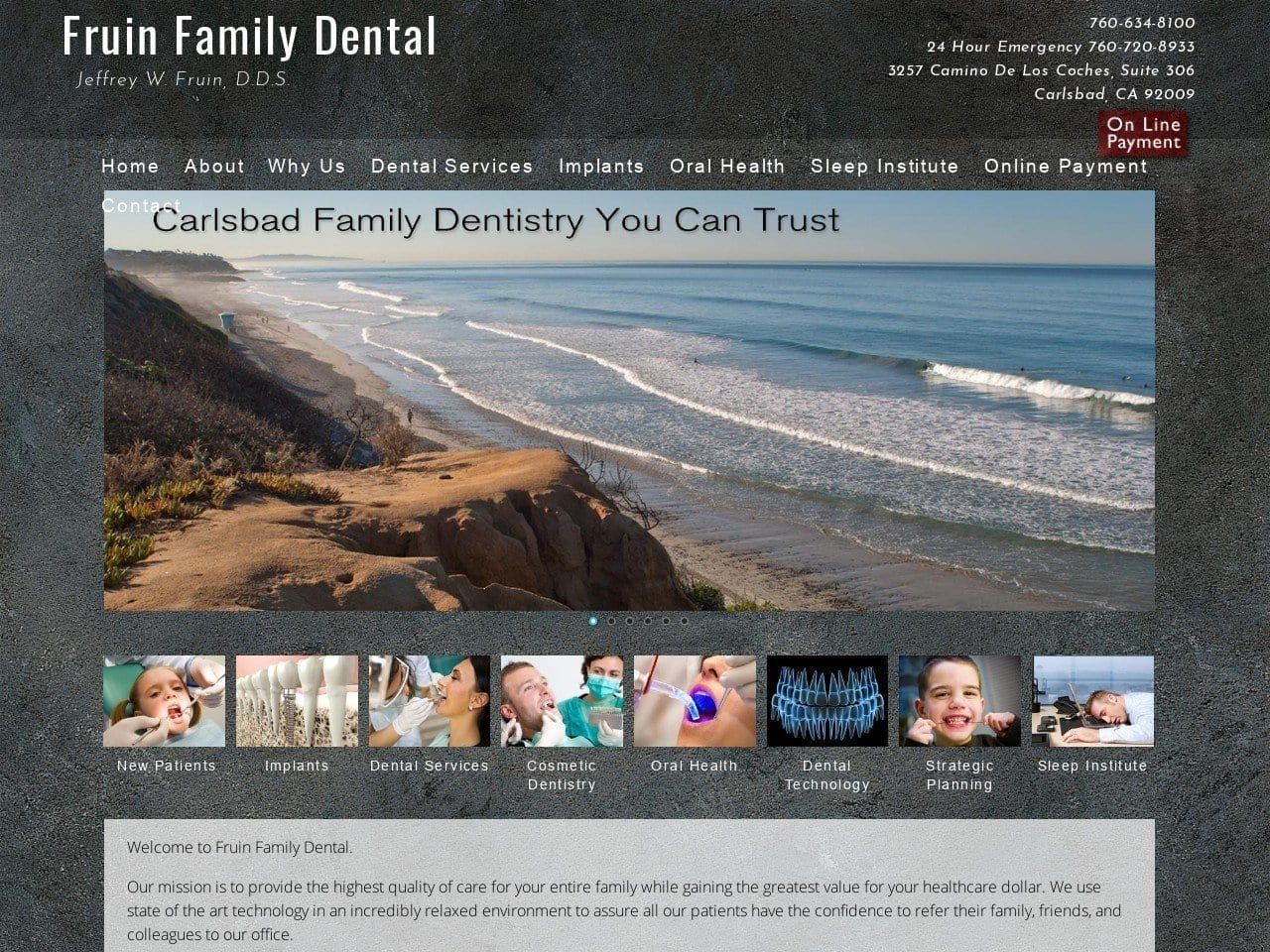 Fruin Family Dental Website Screenshot from drfruin.com