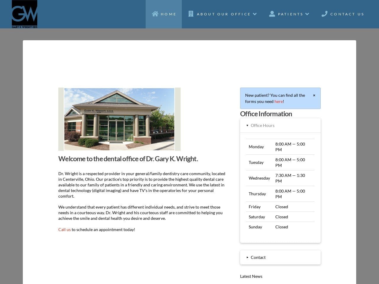 Dr. Gary K. Wright DDS Website Screenshot from drgarywright.com