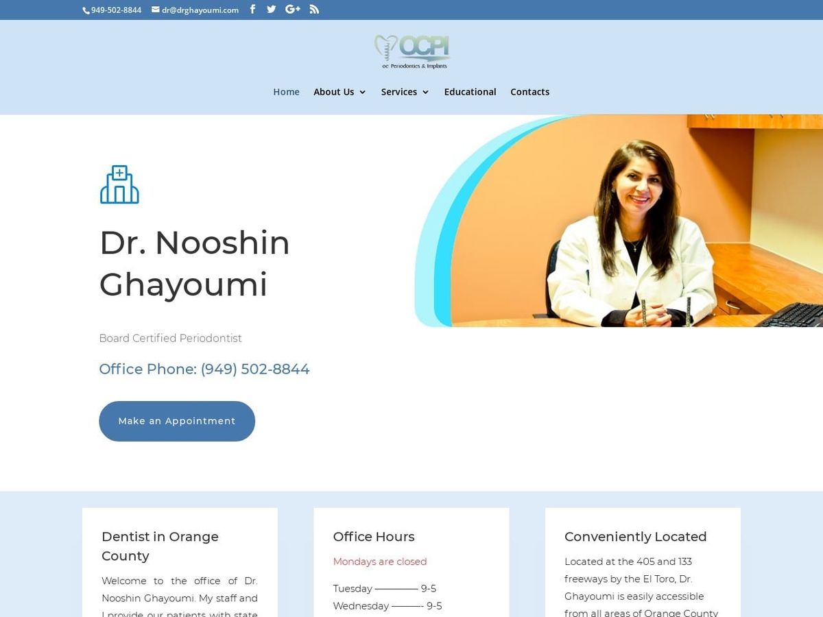 O.C. Periodontics & Implants Website Screenshot from drghayoumi.com