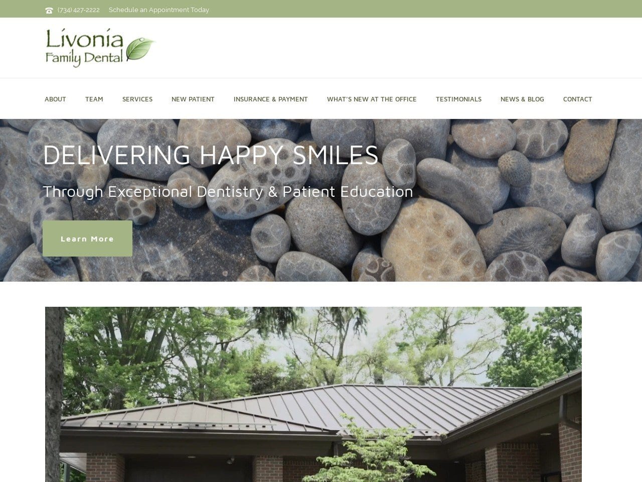 Livonia Family Dental Center Website Screenshot from drglivoniadental.com