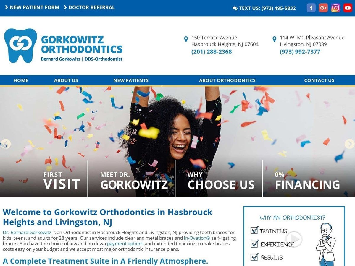 Orthodontic Associates of Hasbrouck Heights P.C. Website Screenshot from drgorkowitz.com