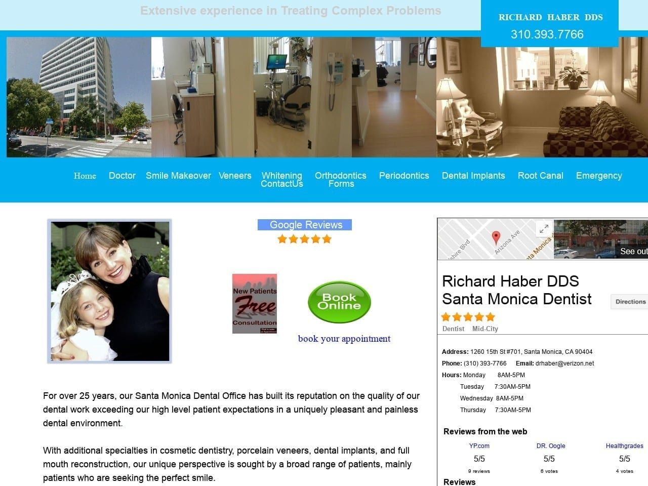 Richard Haber DDS Santa Monica Dentist Website Screenshot from drhaber.net