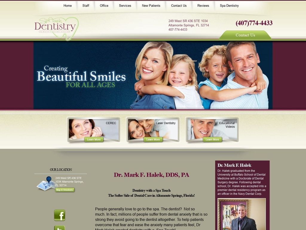 Dr. Mark F. Halek DDS Website Screenshot from drhalek.com