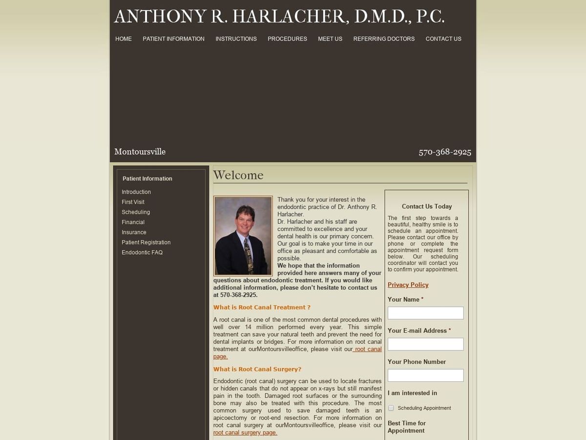 Harlacher Anthony R DDS Website Screenshot from drharlacher.com