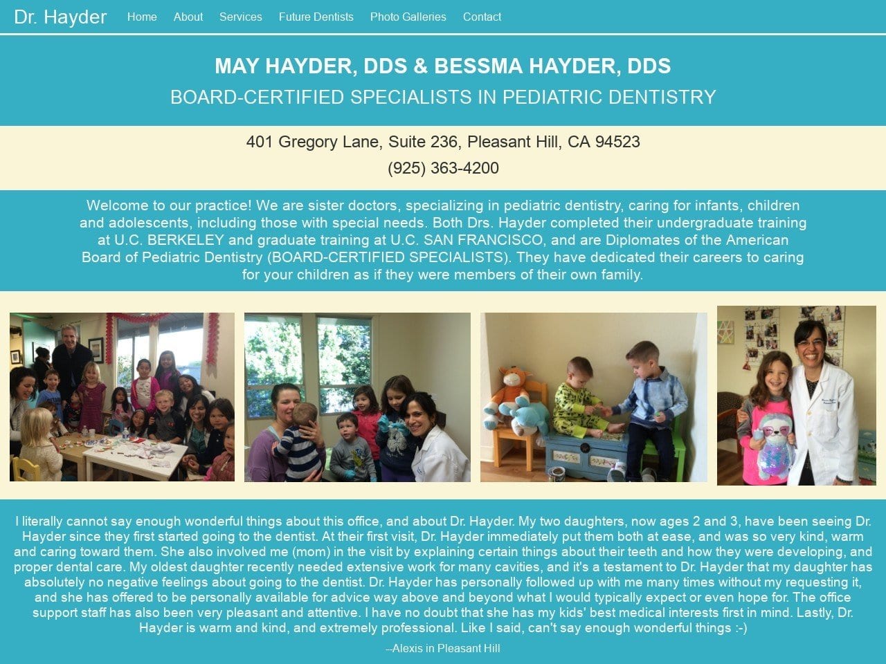 May Hayder Dds Pediatric Dentist Website Screenshot from drhayder.com