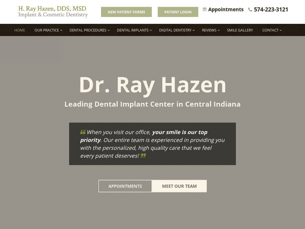 Implant & Cosmetic Dentistry Hazen H Ray DDS Website Screenshot from drhazen.com