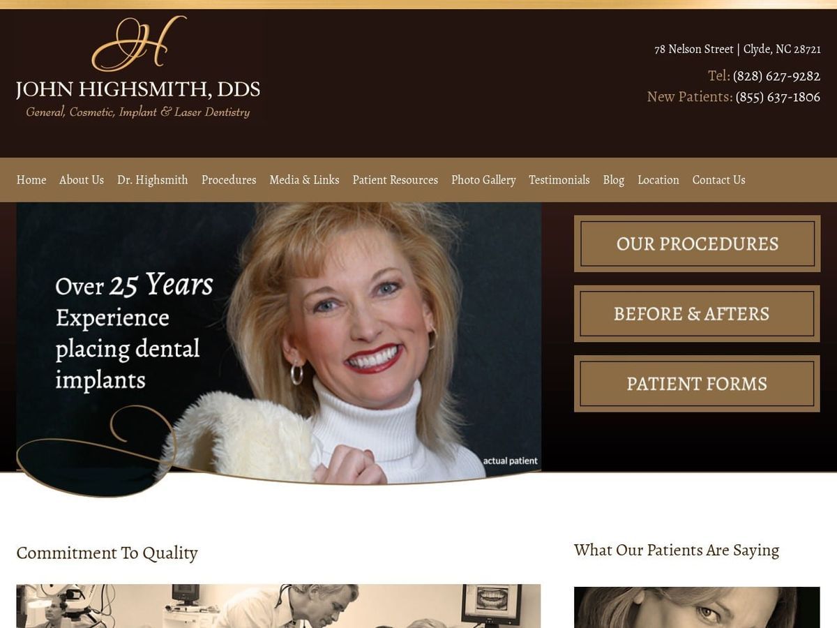 John M. Highsmith Dds Dentist Website Screenshot from drhighsmith.com