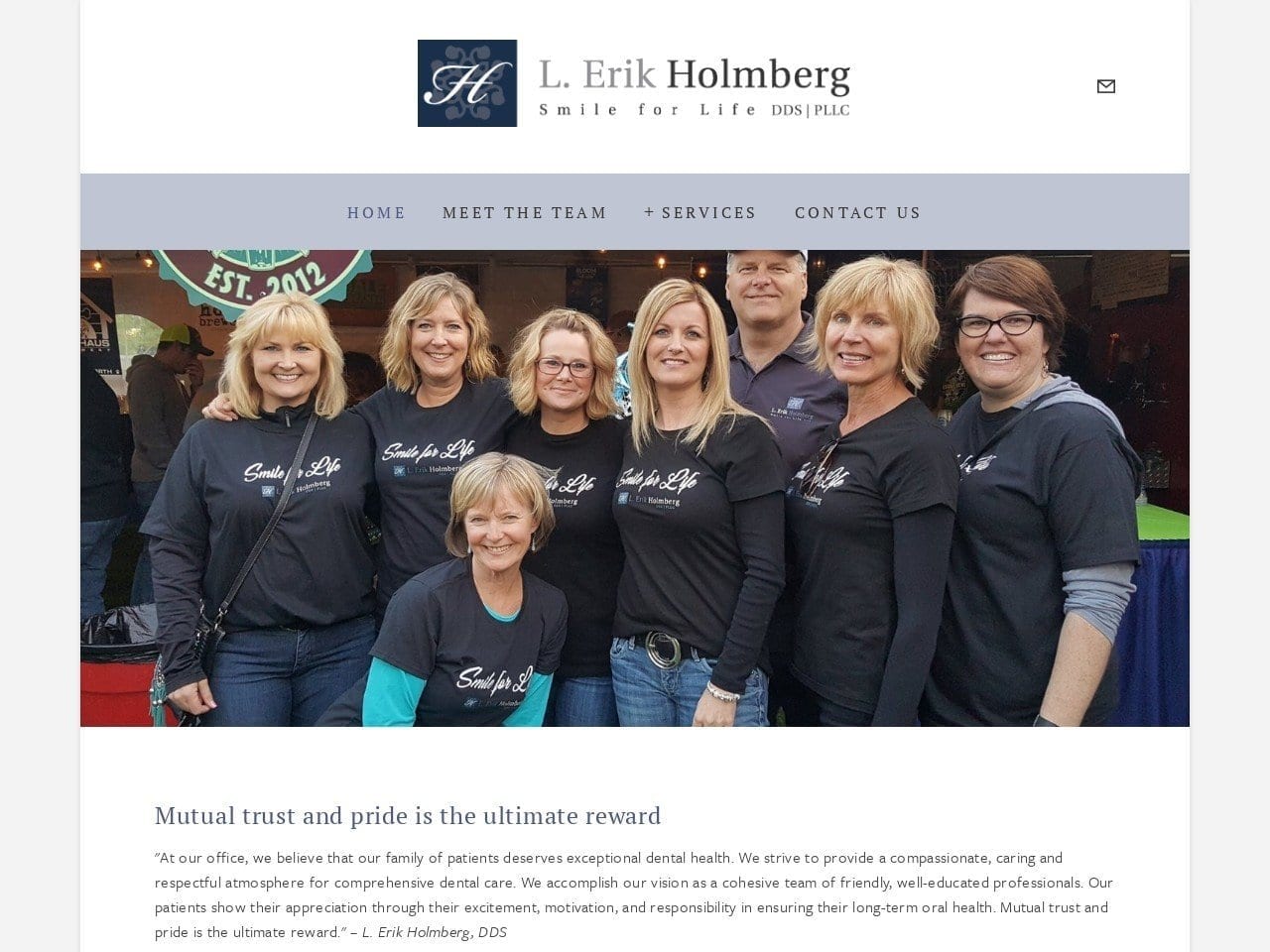 Holmberg L Erik DDS Website Screenshot from drholmberg.com