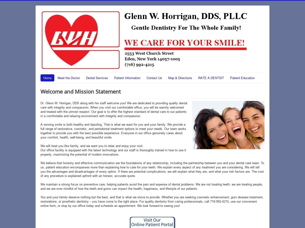 Dr. Glenn W. Horrigan DDS Website Screenshot from drhorrigan.com