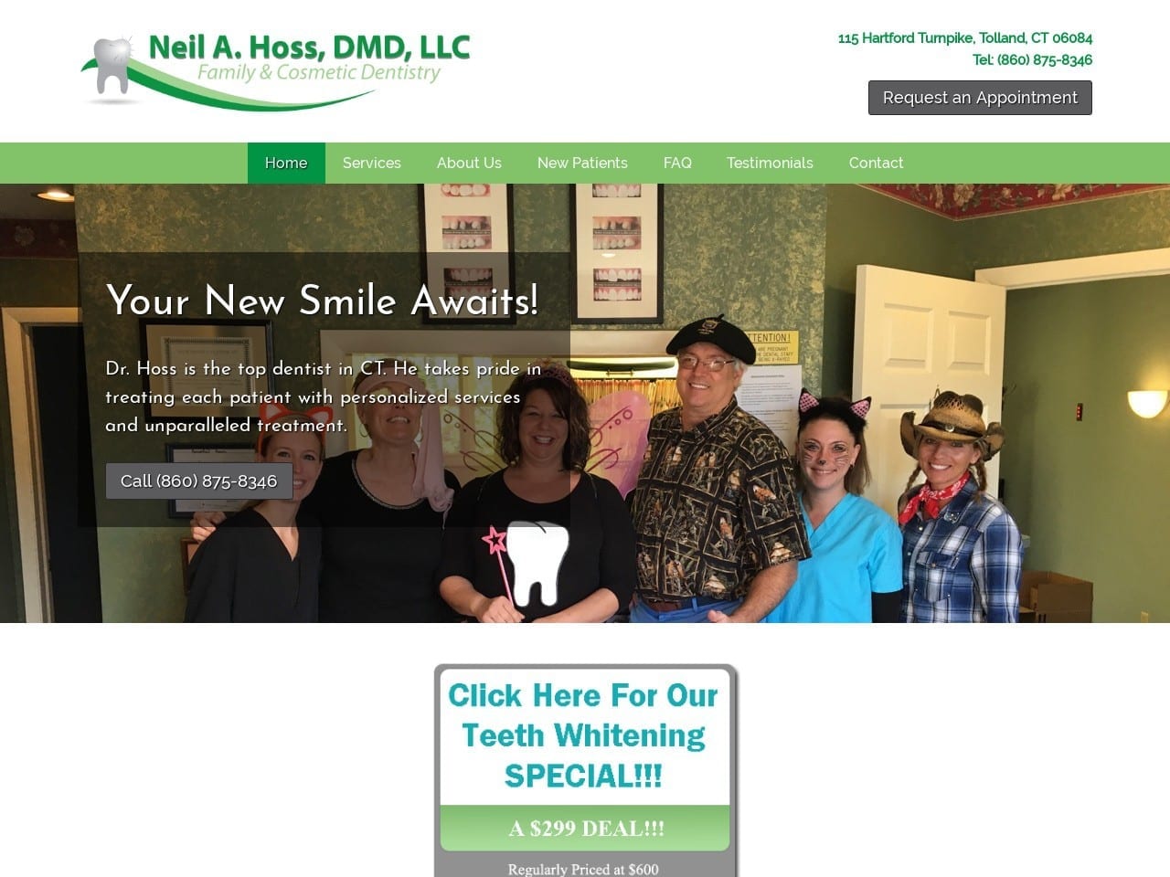 Neil Hoss DDS Dental Office Website Screenshot from drhossdmd.com