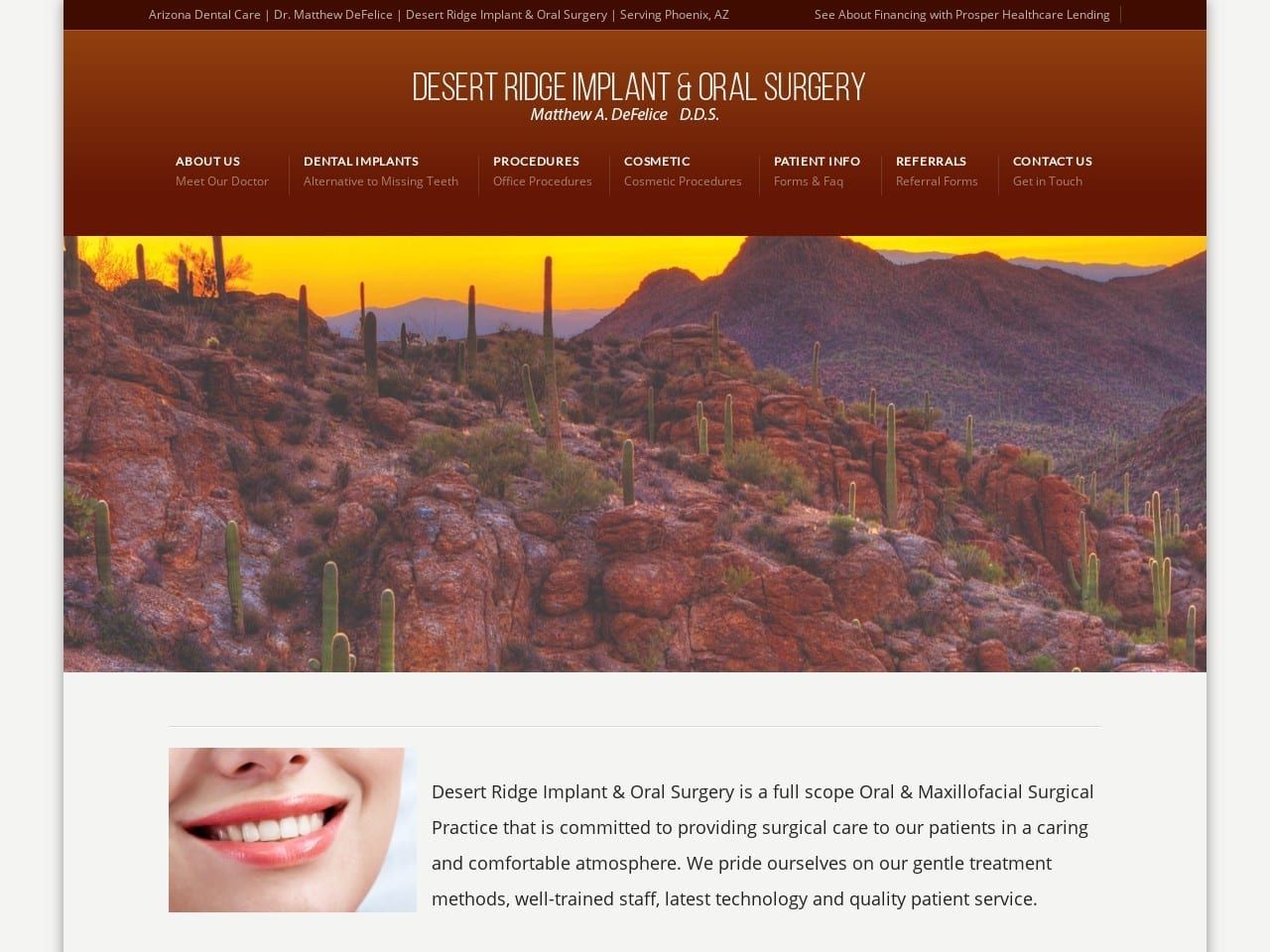 Desert Ridge Implant Dentist Website Screenshot from drimplantsurgery.com