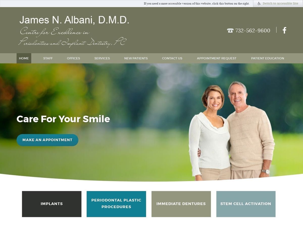 Dr. James N. Albani D.M.D. Website Screenshot from drjamesalbaniperio.com