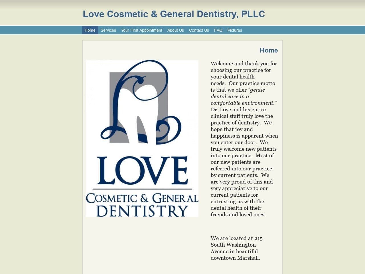 Love Cosmetic Dentist Website Screenshot from drjameslove.com