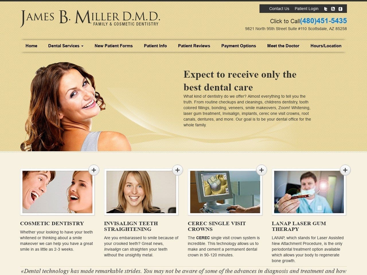 James B. Miller DMD Website Screenshot from drjamesmiller.com