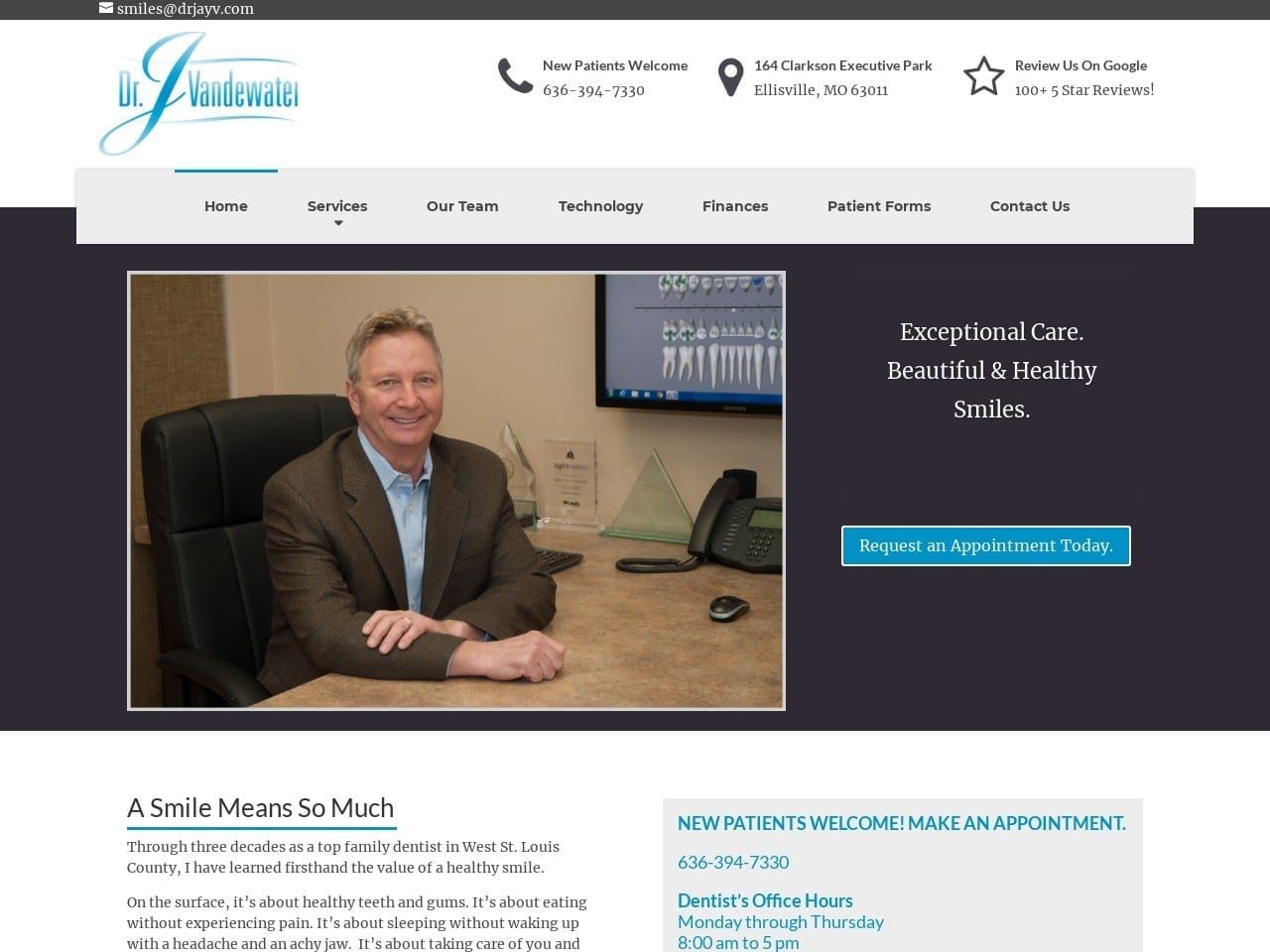 Dr. Jay Vandewater Website Screenshot from drjayv.com