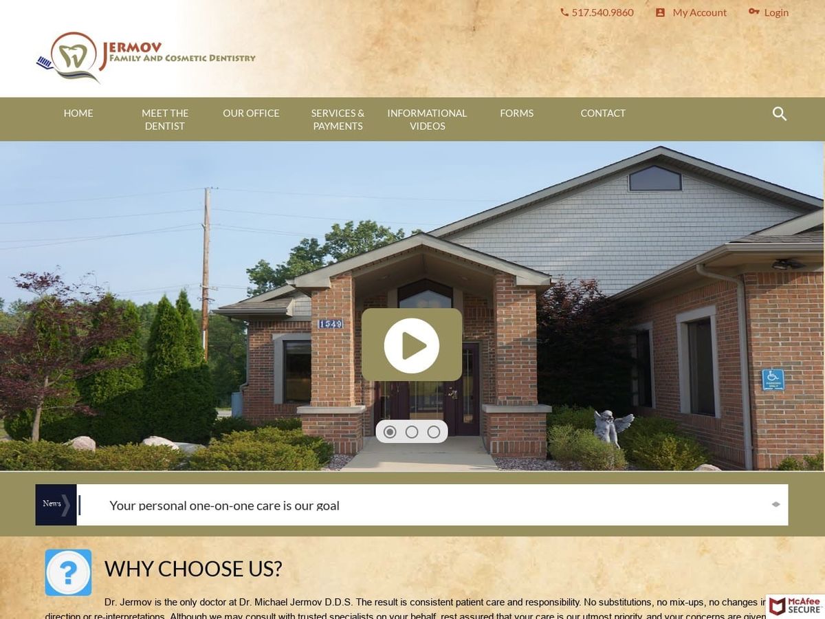 Jermov Michael DDS Website Screenshot from drjermov.com